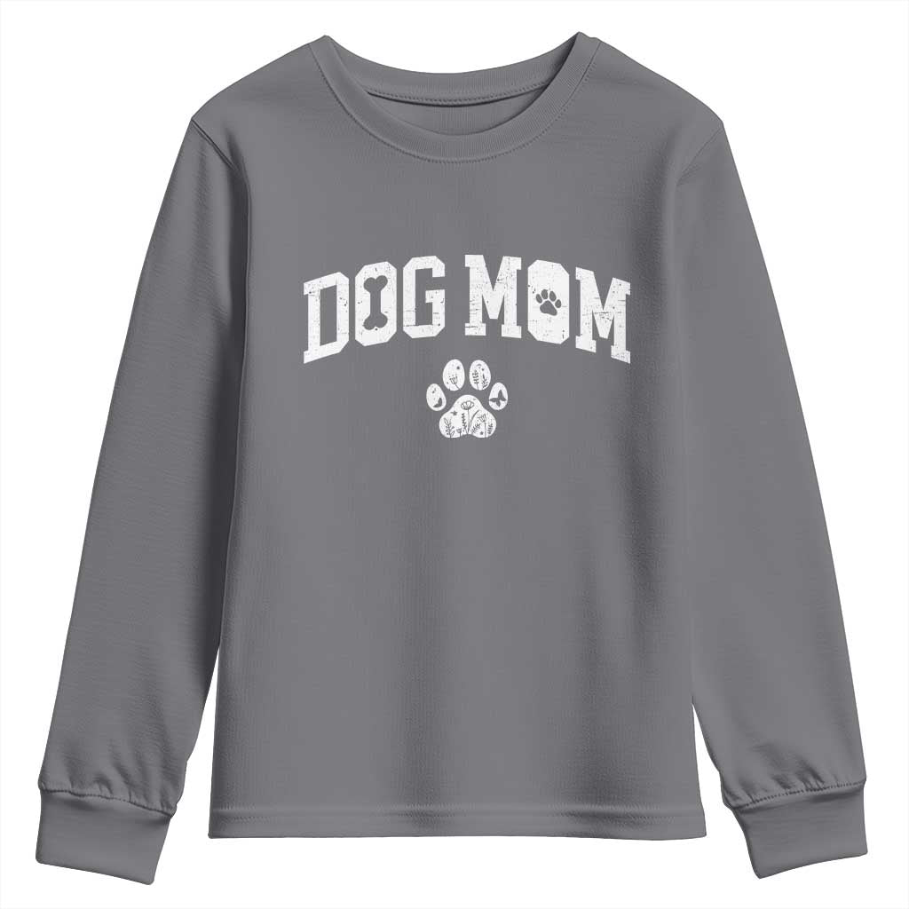 Dog Mom Youth Sweatshirt Floral Fur Mama Gift For Her Mothers Day TS10 Charcoal Print Your Wear