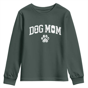 Dog Mom Youth Sweatshirt Floral Fur Mama Gift For Her Mothers Day TS10 Dark Forest Green Print Your Wear