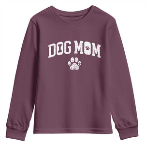 Dog Mom Youth Sweatshirt Floral Fur Mama Gift For Her Mothers Day TS10 Maroon Print Your Wear