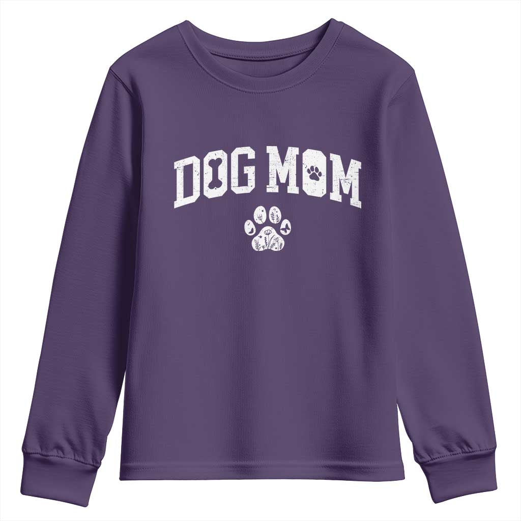 Dog Mom Youth Sweatshirt Floral Fur Mama Gift For Her Mothers Day TS10 Purple Print Your Wear