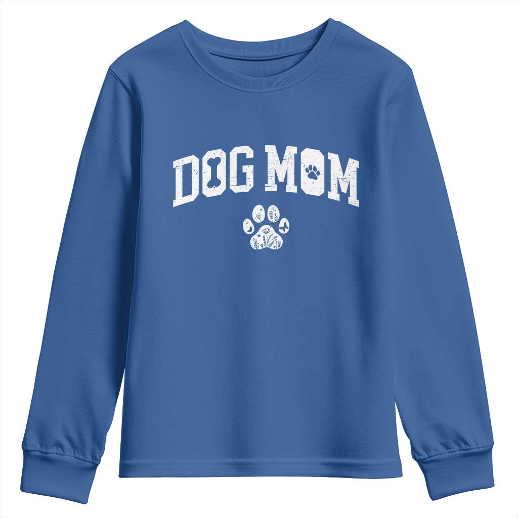 Dog Mom Youth Sweatshirt Floral Fur Mama Gift For Her Mothers Day TS10 Royal Blue Print Your Wear