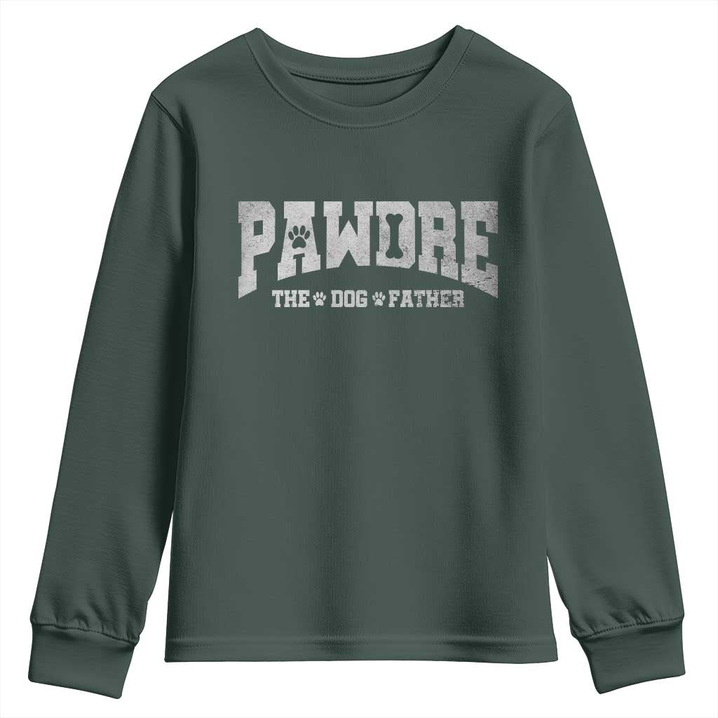 Pawdre The Dog Father Youth Sweatshirt Dog Dad Christmas Fathers Day TS10 Dark Forest Green Print Your Wear