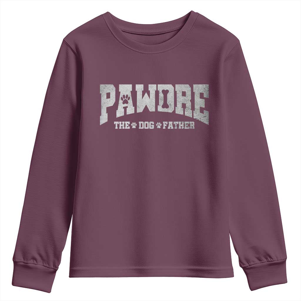 Pawdre The Dog Father Youth Sweatshirt Dog Dad Christmas Fathers Day TS10 Maroon Print Your Wear