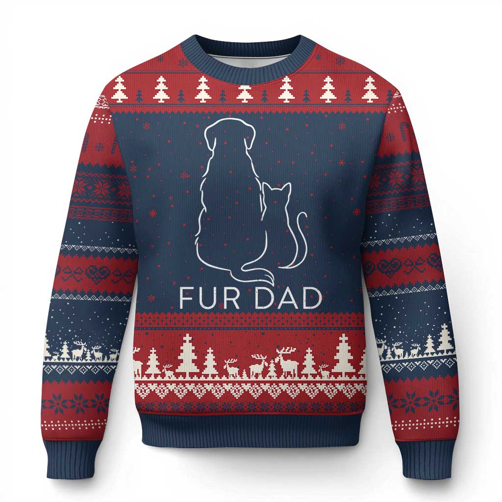 Fur Dad Ugly Christmas Sweater Pet Lover Cat Dog Dad Funny Fathers Day TS10 Navy Red Print Your Wear