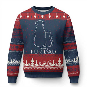 Fur Dad Ugly Christmas Sweater Pet Lover Cat Dog Dad Funny Fathers Day TS10 Navy Red Print Your Wear