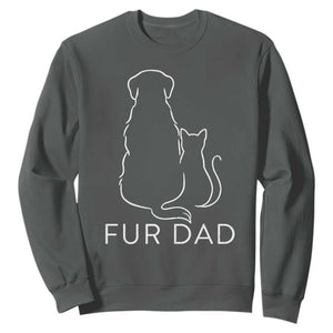 Fur Dad Sweatshirt Pet Lover Cat Dog Dad Funny Fathers Day TS10 Dark Heather Print Your Wear