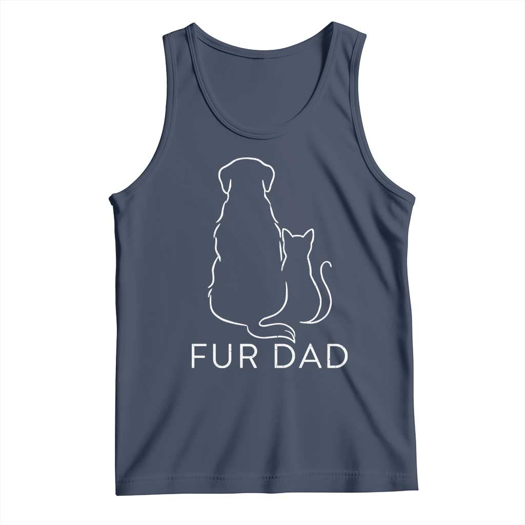 Fur Dad Tank Top Pet Lover Cat Dog Dad Funny Fathers Day TS10 Navy Print Your Wear