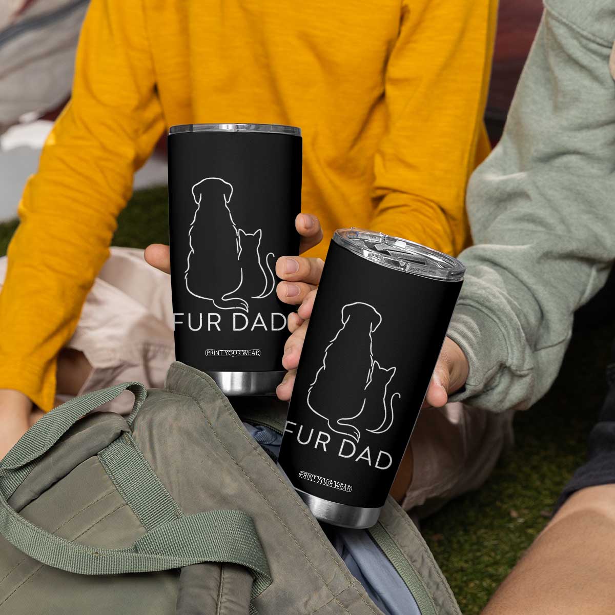 Fur Dad Tumbler Cup Pet Lover Cat Dog Dad Funny Fathers Day TS10 Print Your Wear
