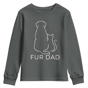 Fur Dad Youth Sweatshirt Pet Lover Cat Dog Dad Funny Fathers Day TS10 Dark Heather Print Your Wear