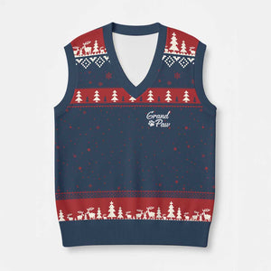 Grandpaw V-Neck Knit Sweater Vest Best Dog Grandpa Fathers Day Gift From Dog TS10 Navy Red Print Your Wear