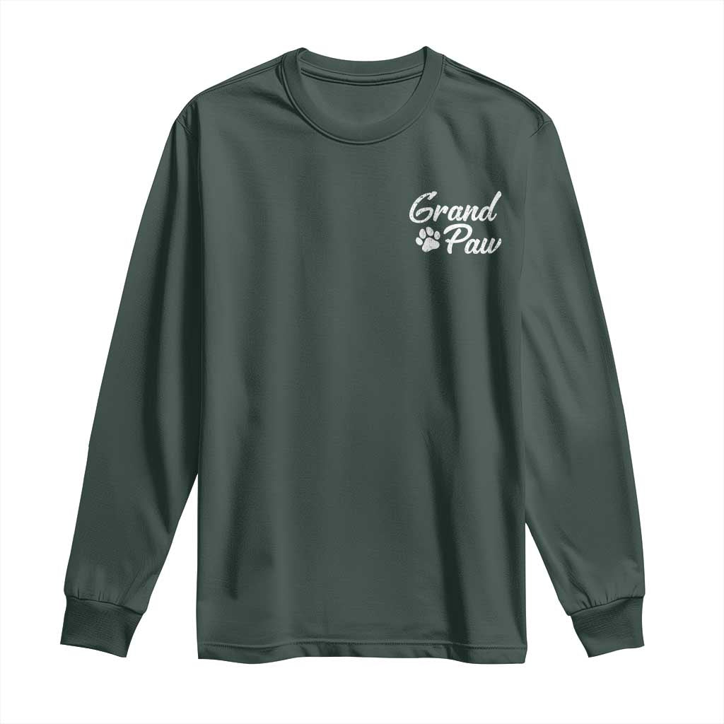 Grandpaw Long Sleeve Shirt Best Dog Grandpa Fathers Day Gift From Dog TS10 Dark Forest Green Print Your Wear