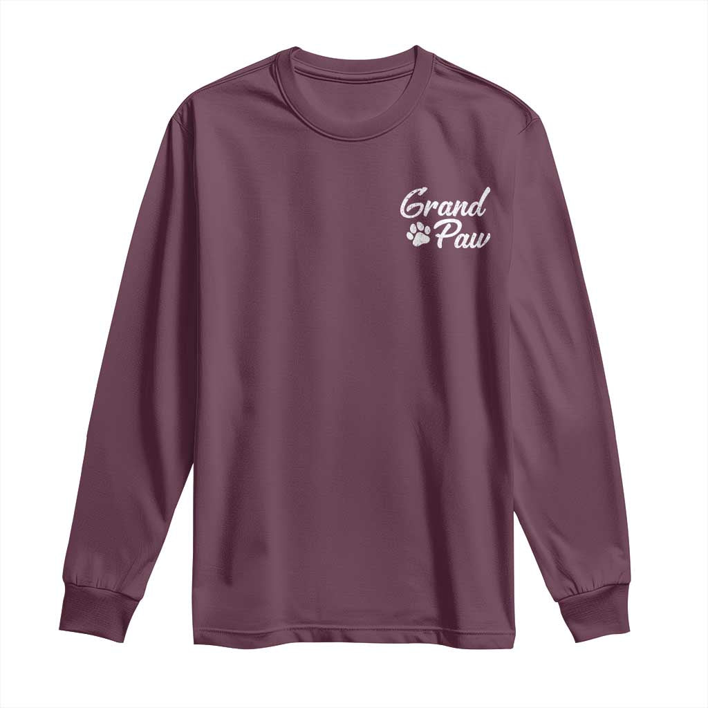 Grandpaw Long Sleeve Shirt Best Dog Grandpa Fathers Day Gift From Dog TS10 Maroon Print Your Wear