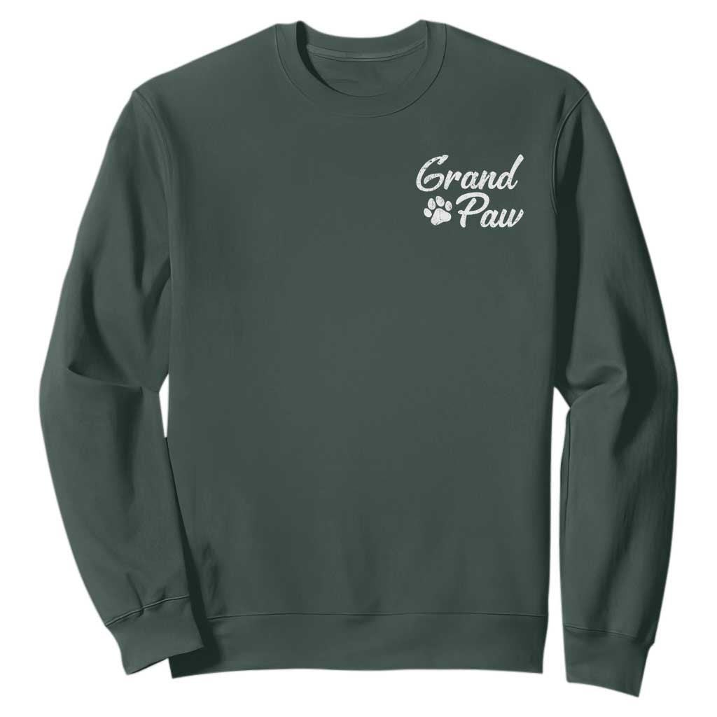 Grandpaw Sweatshirt Best Dog Grandpa Fathers Day Gift From Dog TS10 Dark Forest Green Print Your Wear