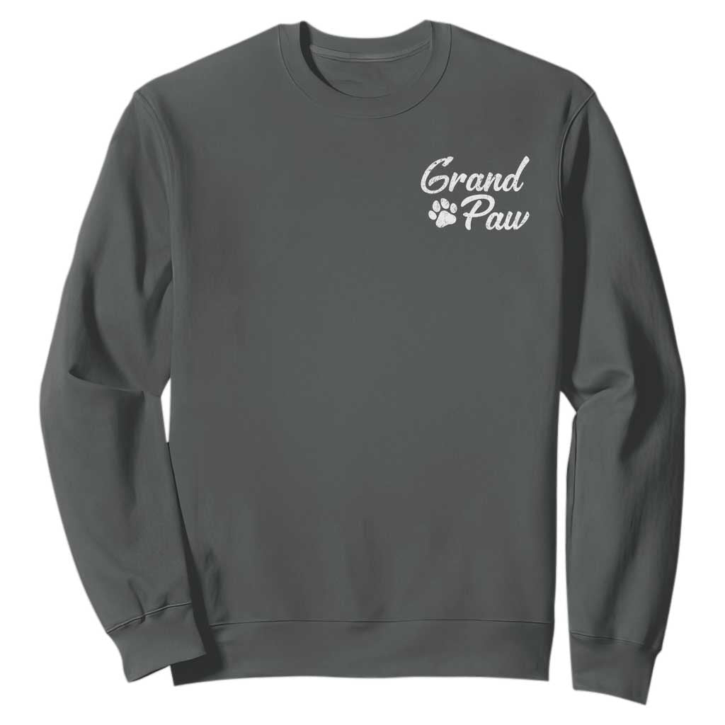 Grandpaw Sweatshirt Best Dog Grandpa Fathers Day Gift From Dog TS10 Dark Heather Print Your Wear