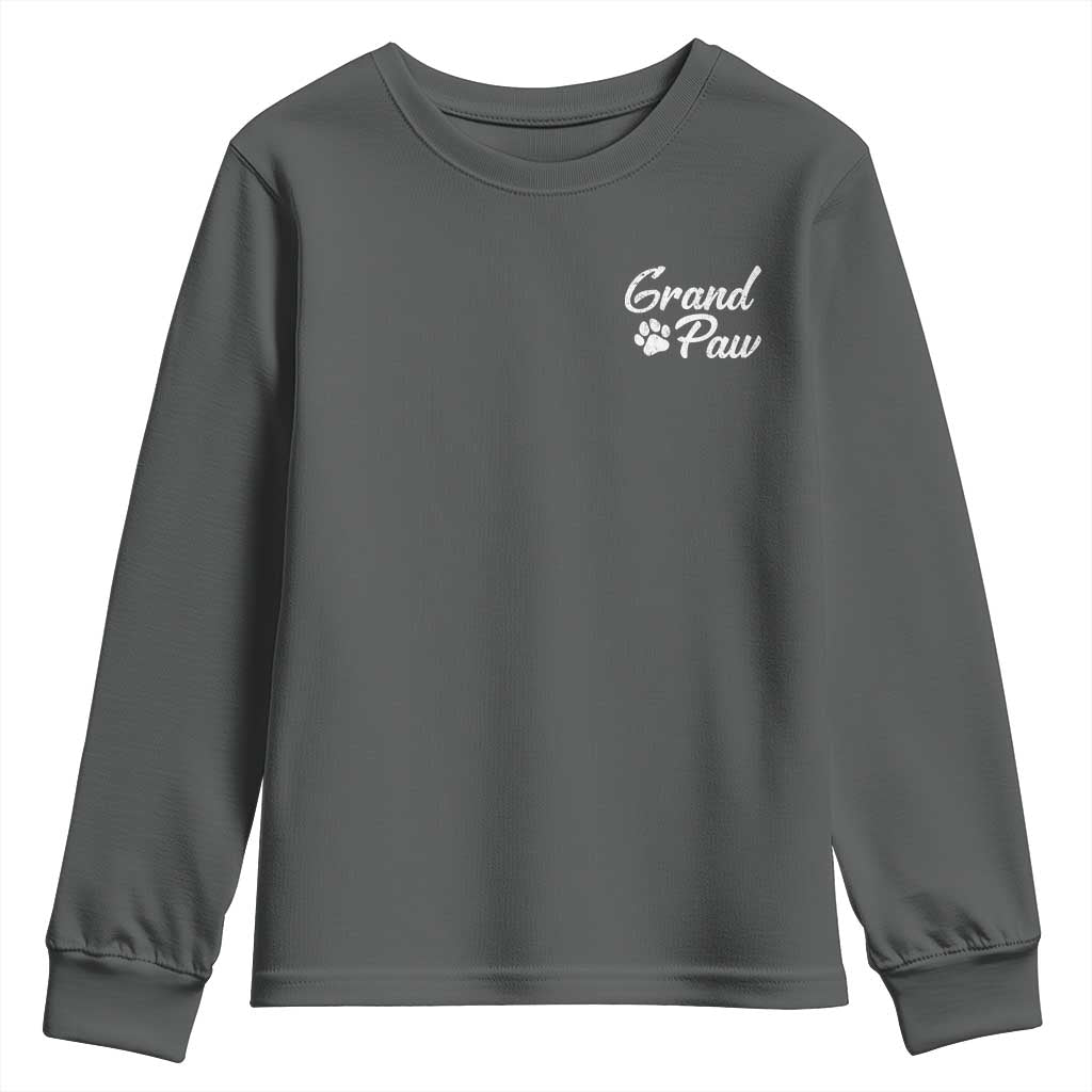 Grandpaw Youth Sweatshirt Best Dog Grandpa Fathers Day Gift From Dog TS10 Dark Heather Print Your Wear
