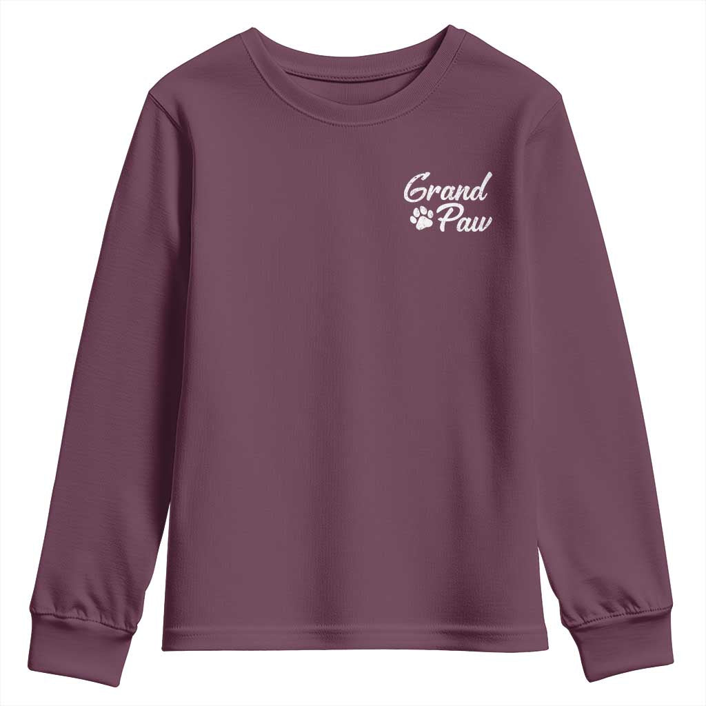 Grandpaw Youth Sweatshirt Best Dog Grandpa Fathers Day Gift From Dog TS10 Maroon Print Your Wear