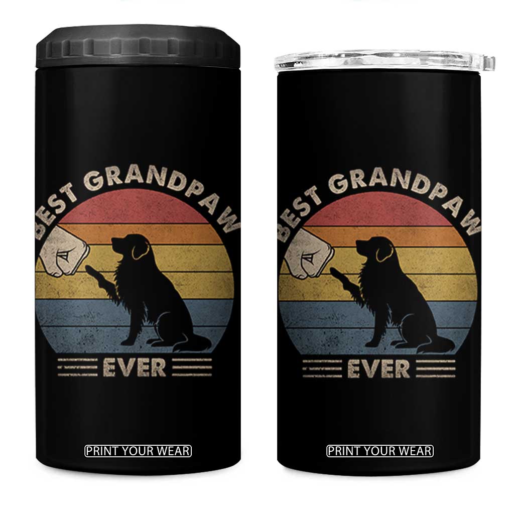 Best Grandpaw Ever 4 in 1 Can Cooler Tumbler Retro Dog Grandpa Fathers Day Gift From Dog TS10 One Size: 16 oz Black Print Your Wear