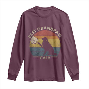 Best Grandpaw Ever Long Sleeve Shirt Retro Dog Grandpa Fathers Day Gift From Dog TS10 Maroon Print Your Wear