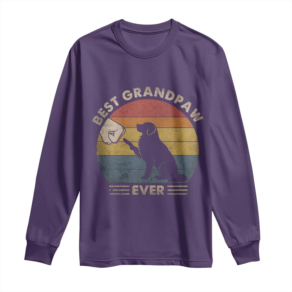 Best Grandpaw Ever Long Sleeve Shirt Retro Dog Grandpa Fathers Day Gift From Dog TS10 Purple Print Your Wear
