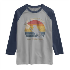 Best Grandpaw Ever Raglan Shirt Retro Dog Grandpa Fathers Day Gift From Dog TS10 Sport Gray Navy Print Your Wear