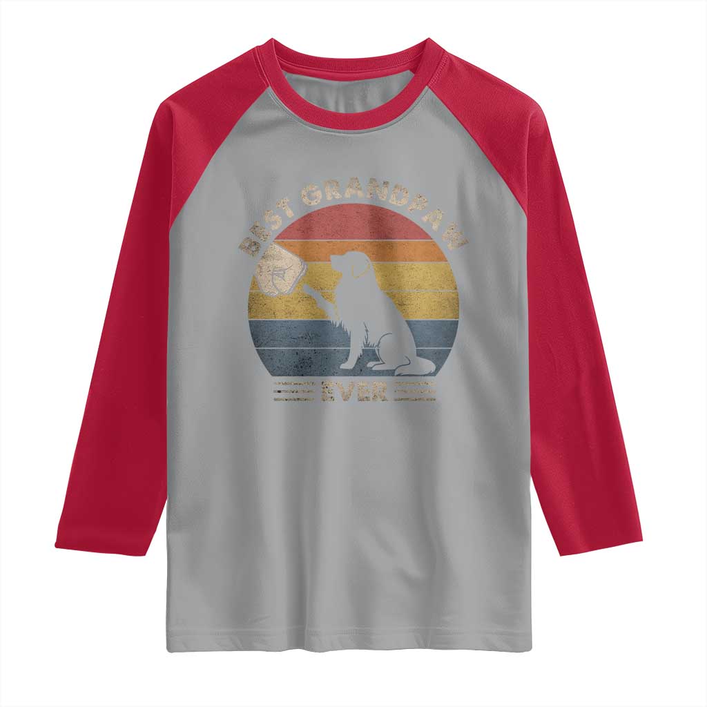 Best Grandpaw Ever Raglan Shirt Retro Dog Grandpa Fathers Day Gift From Dog TS10 Sport Gray Red Print Your Wear