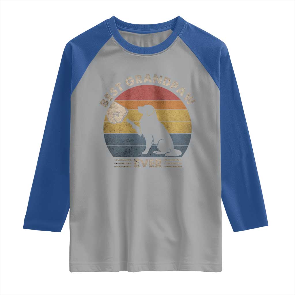 Best Grandpaw Ever Raglan Shirt Retro Dog Grandpa Fathers Day Gift From Dog TS10 Sport Gray Royal Print Your Wear