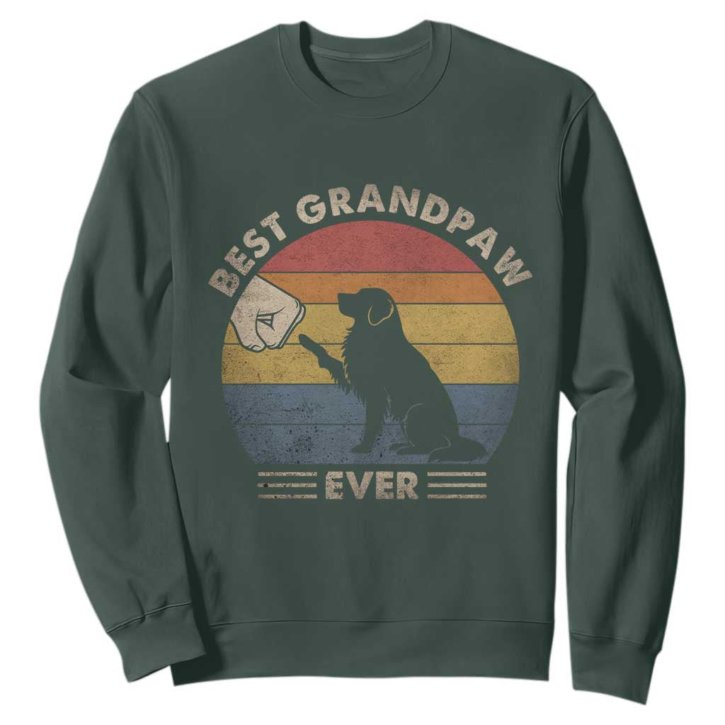 Best Grandpaw Ever Sweatshirt Retro Dog Grandpa Fathers Day Gift From Dog TS10 Dark Forest Green Print Your Wear