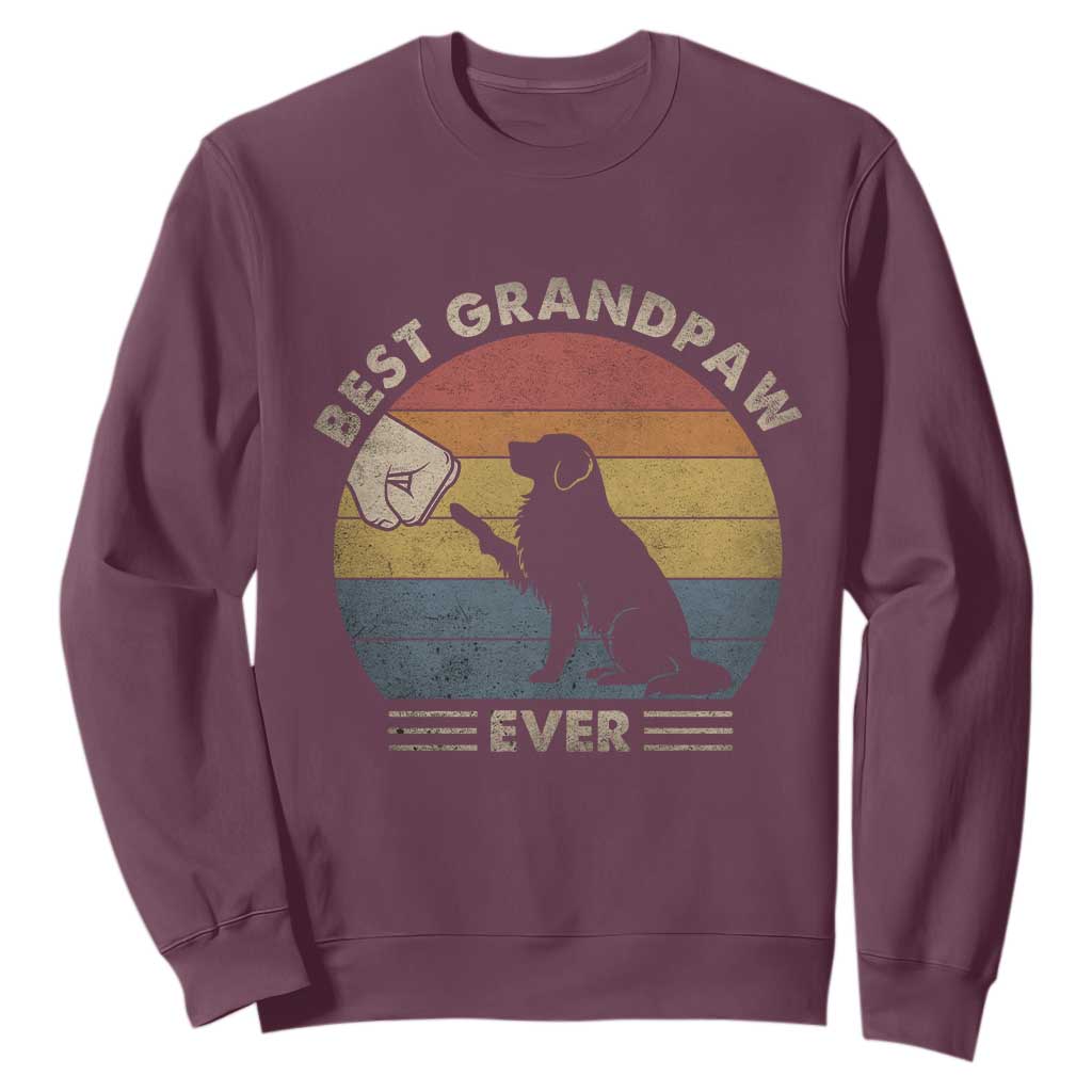 Best Grandpaw Ever Sweatshirt Retro Dog Grandpa Fathers Day Gift From Dog TS10 Maroon Print Your Wear