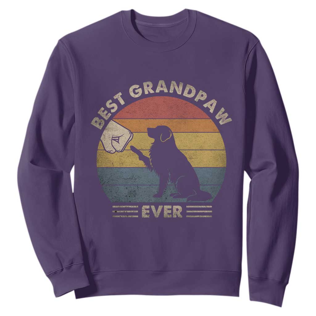 Best Grandpaw Ever Sweatshirt Retro Dog Grandpa Fathers Day Gift From Dog TS10 Purple Print Your Wear