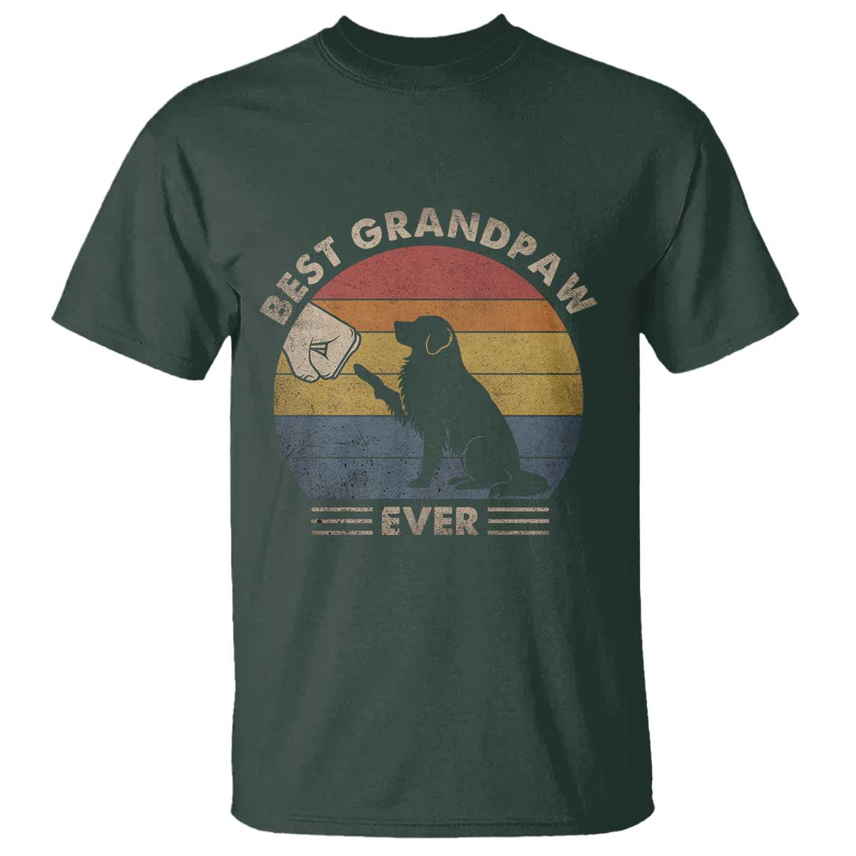 Best Grandpaw Ever T Shirt Retro Dog Grandpa Fathers Day Gift From Dog TS10 Dark Forest Green Print Your Wear