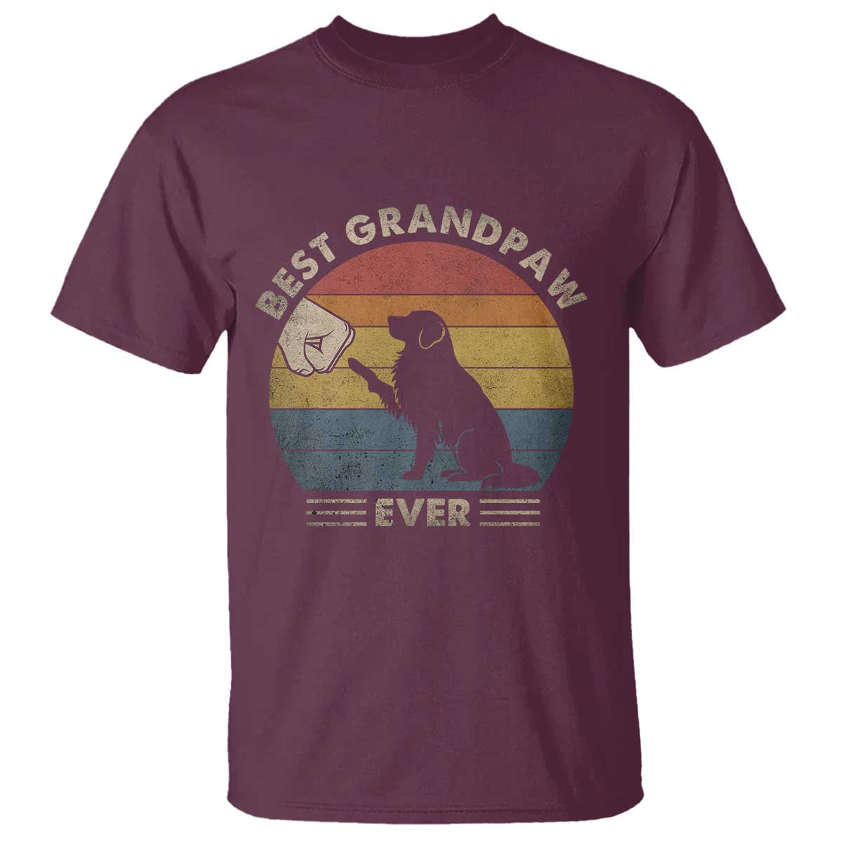 Best Grandpaw Ever T Shirt Retro Dog Grandpa Fathers Day Gift From Dog TS10 Maroon Print Your Wear