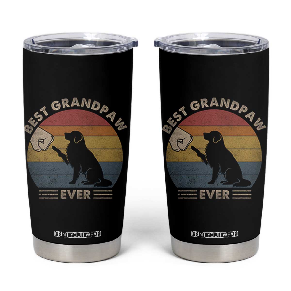 Best Grandpaw Ever Tumbler Cup Retro Dog Grandpa Fathers Day Gift From Dog TS10 Black Print Your Wear
