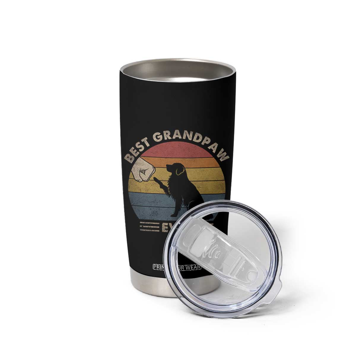 Best Grandpaw Ever Tumbler Cup Retro Dog Grandpa Fathers Day Gift From Dog TS10 Print Your Wear