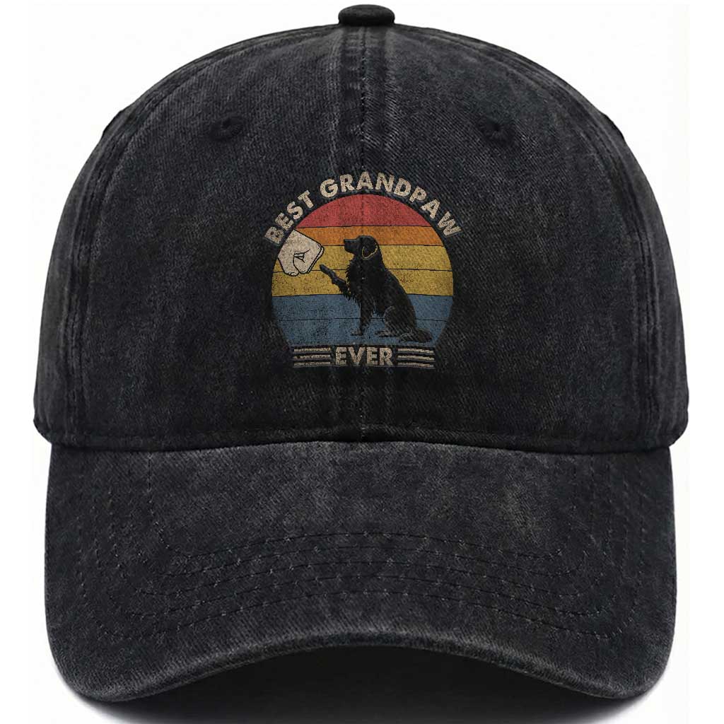 Best Grandpaw Ever Washed Cotton Baseball Cap Retro Dog Grandpa Fathers Day Gift From Dog TS10 Print Your Wear