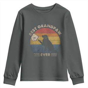 Best Grandpaw Ever Youth Sweatshirt Retro Dog Grandpa Fathers Day Gift From Dog TS10 Dark Heather Print Your Wear