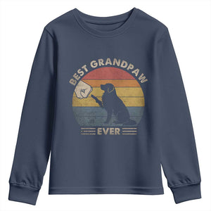 Best Grandpaw Ever Youth Sweatshirt Retro Dog Grandpa Fathers Day Gift From Dog TS10 Navy Print Your Wear