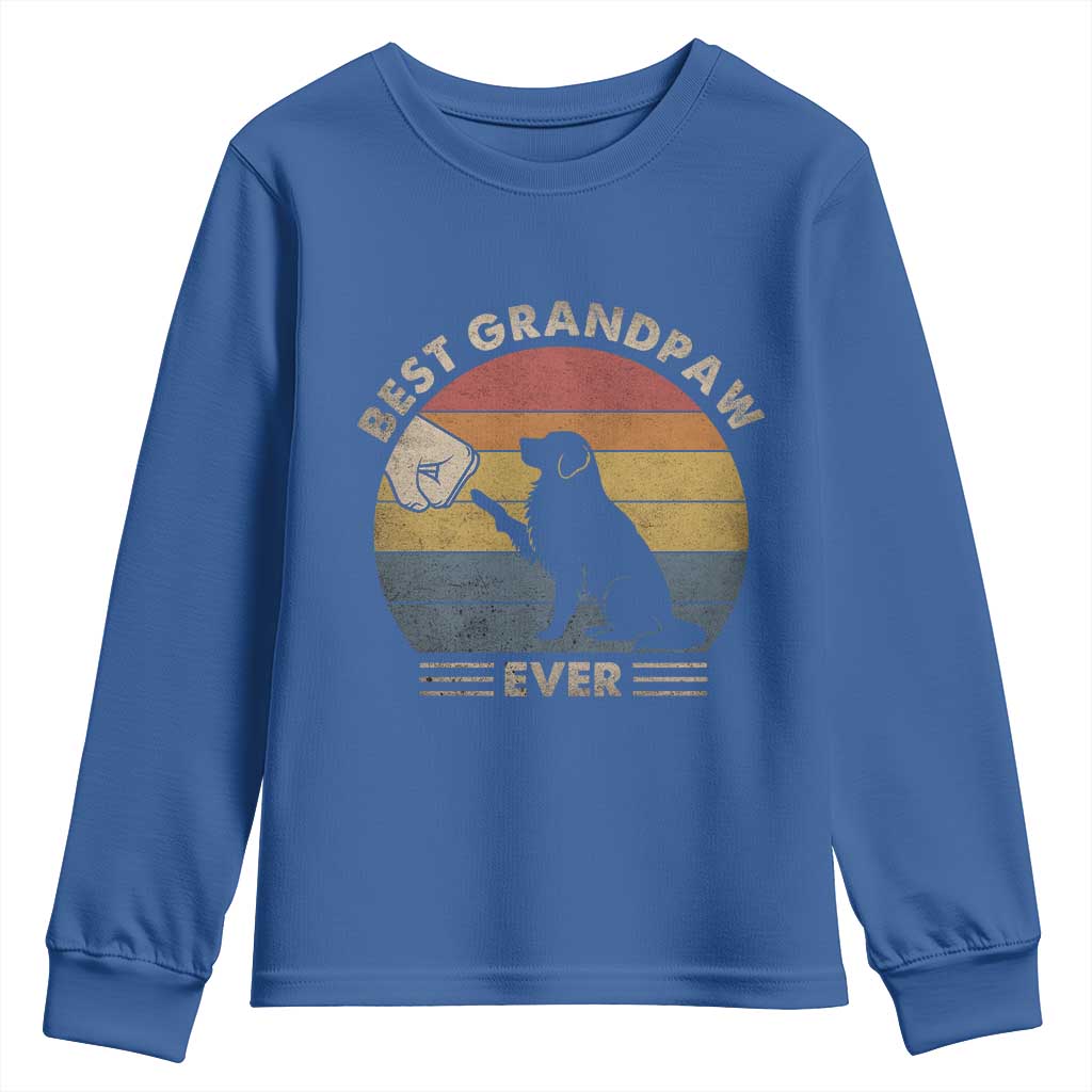 Best Grandpaw Ever Youth Sweatshirt Retro Dog Grandpa Fathers Day Gift From Dog TS10 Royal Blue Print Your Wear