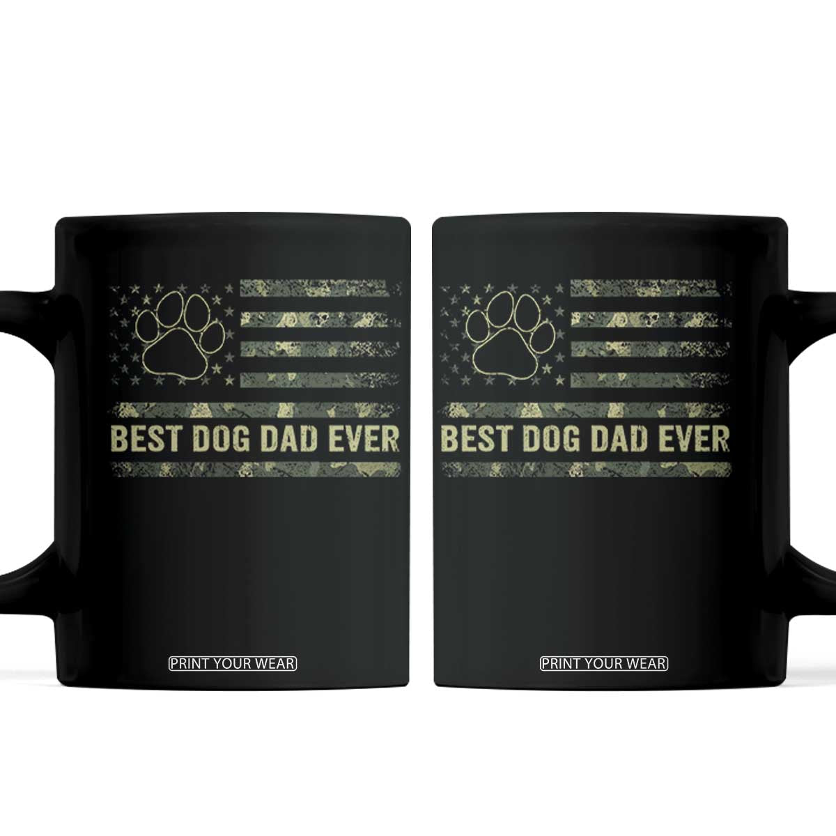 Best Dog Dad Ever Coffee Mug Camo American Flag USA Fathers Day Gift for Dog Lovers TS10 Black Print Your Wear