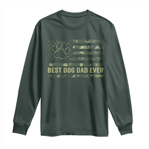 Best Dog Dad Ever Long Sleeve Shirt Camo American Flag USA Fathers Day Gift for Dog Lovers TS10 Dark Forest Green Print Your Wear