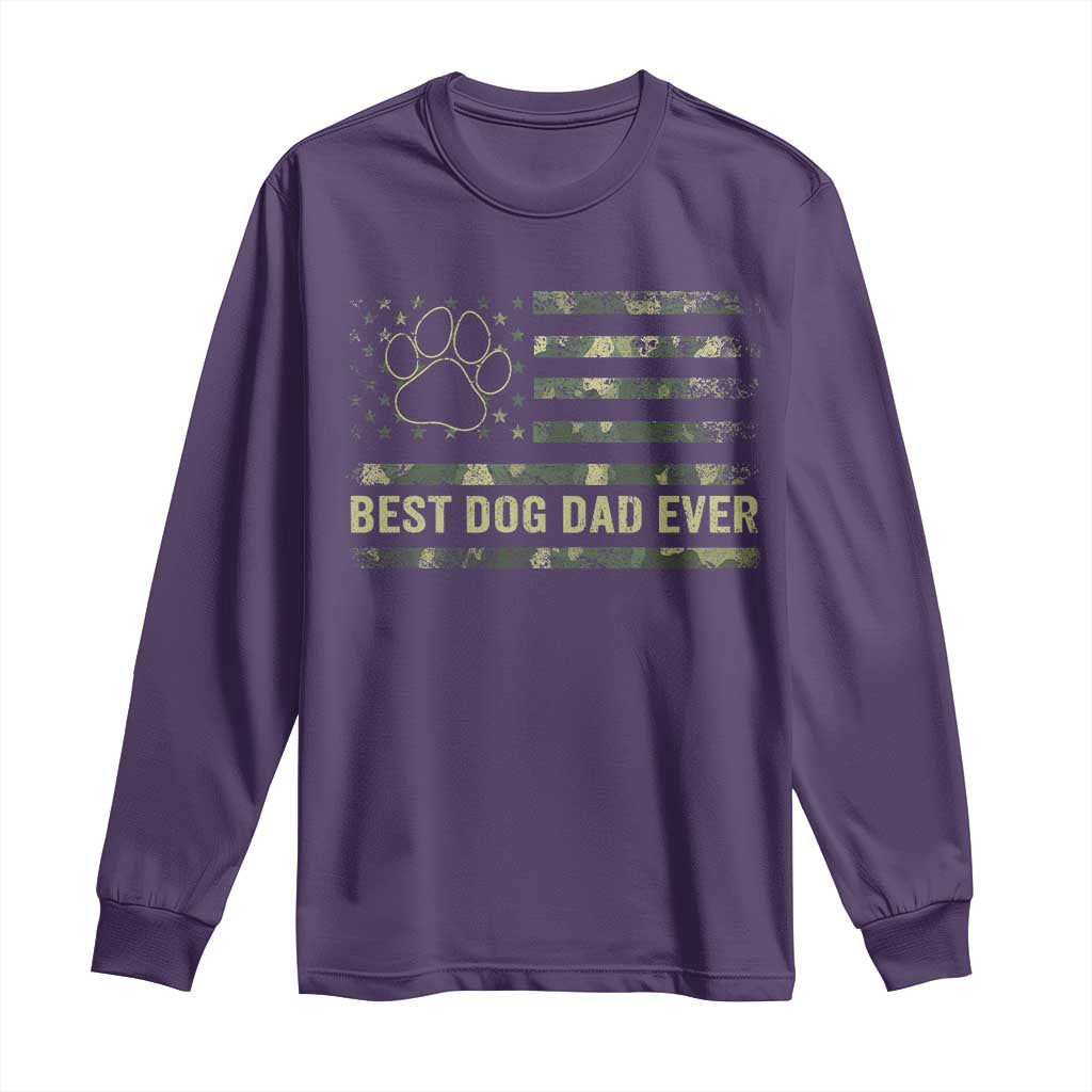 Best Dog Dad Ever Long Sleeve Shirt Camo American Flag USA Fathers Day Gift for Dog Lovers TS10 Purple Print Your Wear
