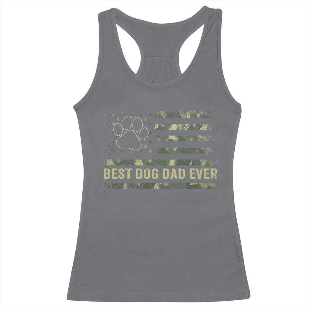 Best Dog Dad Ever Racerback Tank Top Camo American Flag USA Fathers Day Gift for Dog Lovers TS10 Charcoal Print Your Wear