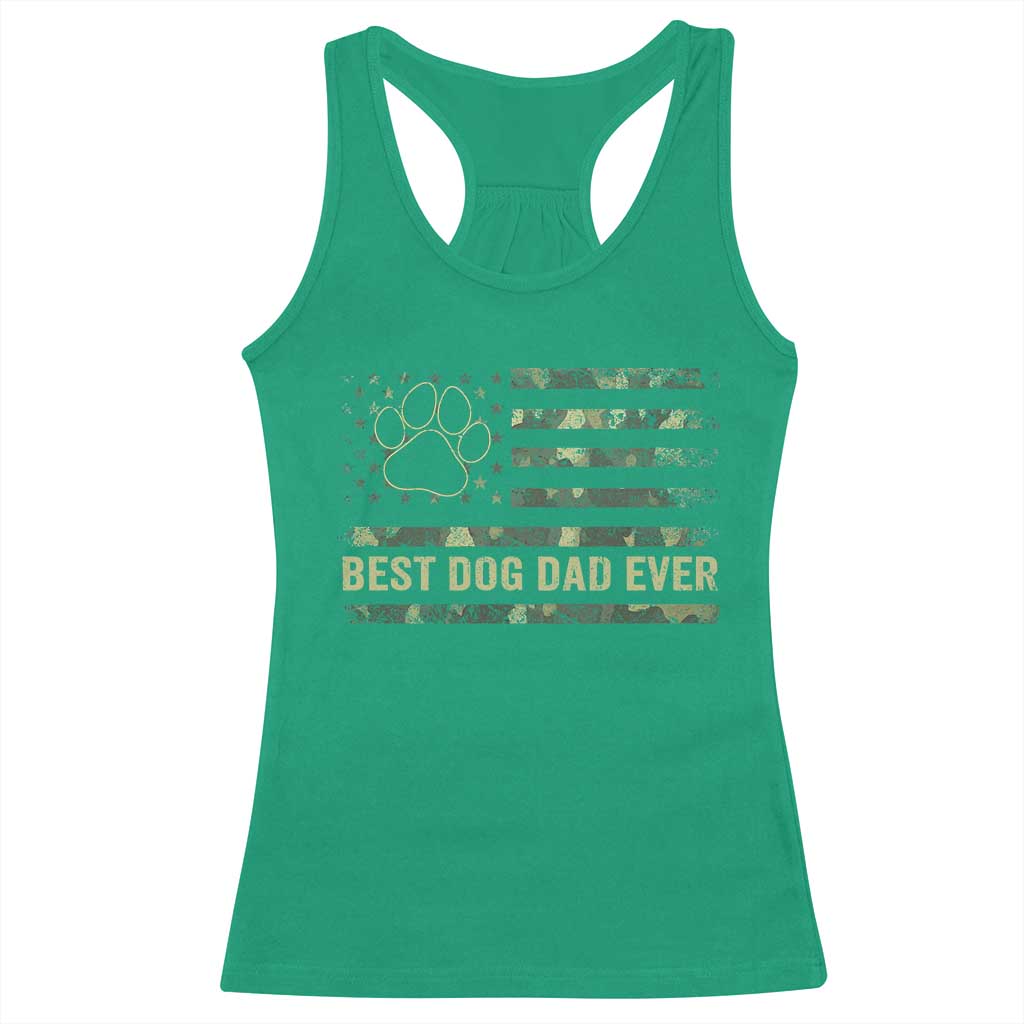 Best Dog Dad Ever Racerback Tank Top Camo American Flag USA Fathers Day Gift for Dog Lovers TS10 Irish Green Print Your Wear