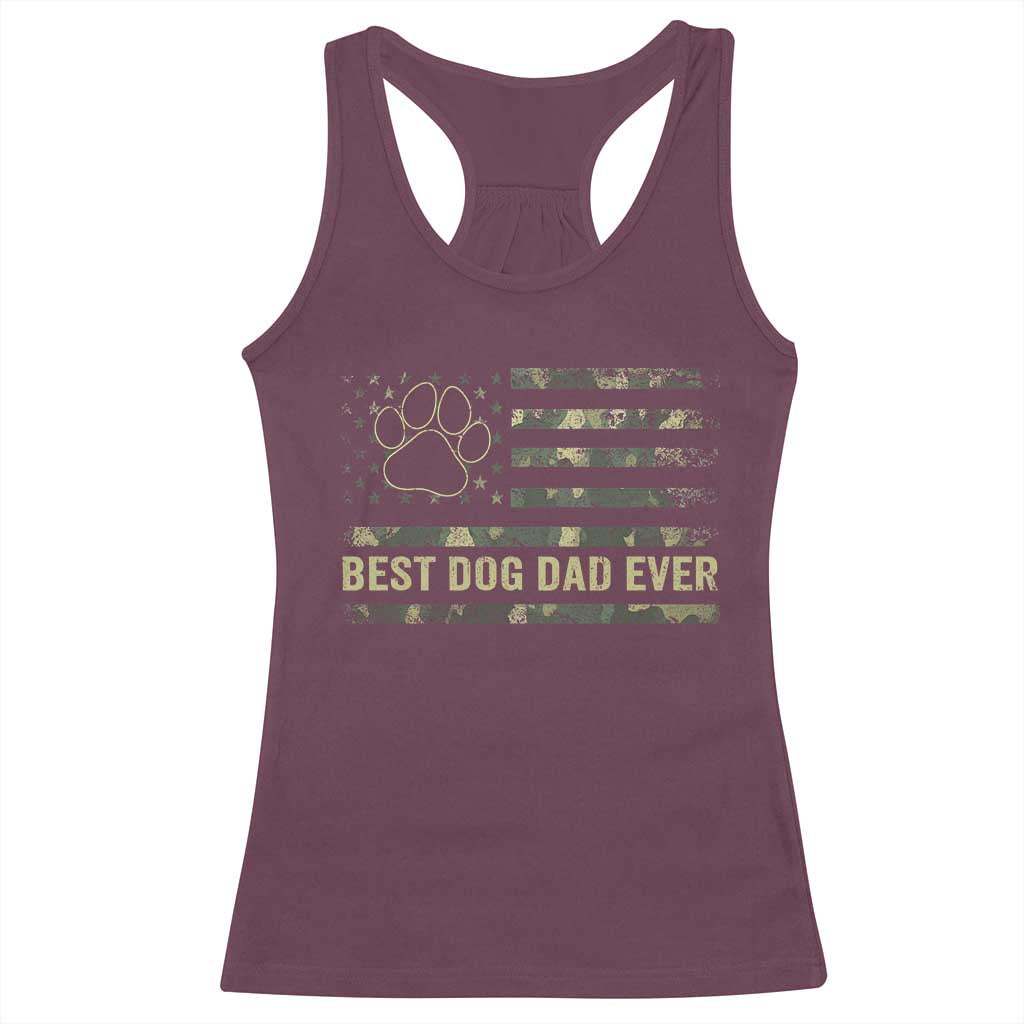Best Dog Dad Ever Racerback Tank Top Camo American Flag USA Fathers Day Gift for Dog Lovers TS10 Maroon Print Your Wear