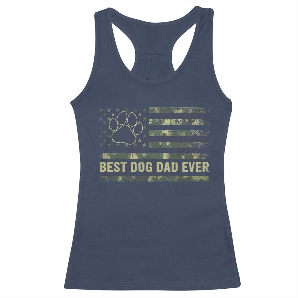 Best Dog Dad Ever Racerback Tank Top Camo American Flag USA Fathers Day Gift for Dog Lovers TS10 Navy Print Your Wear