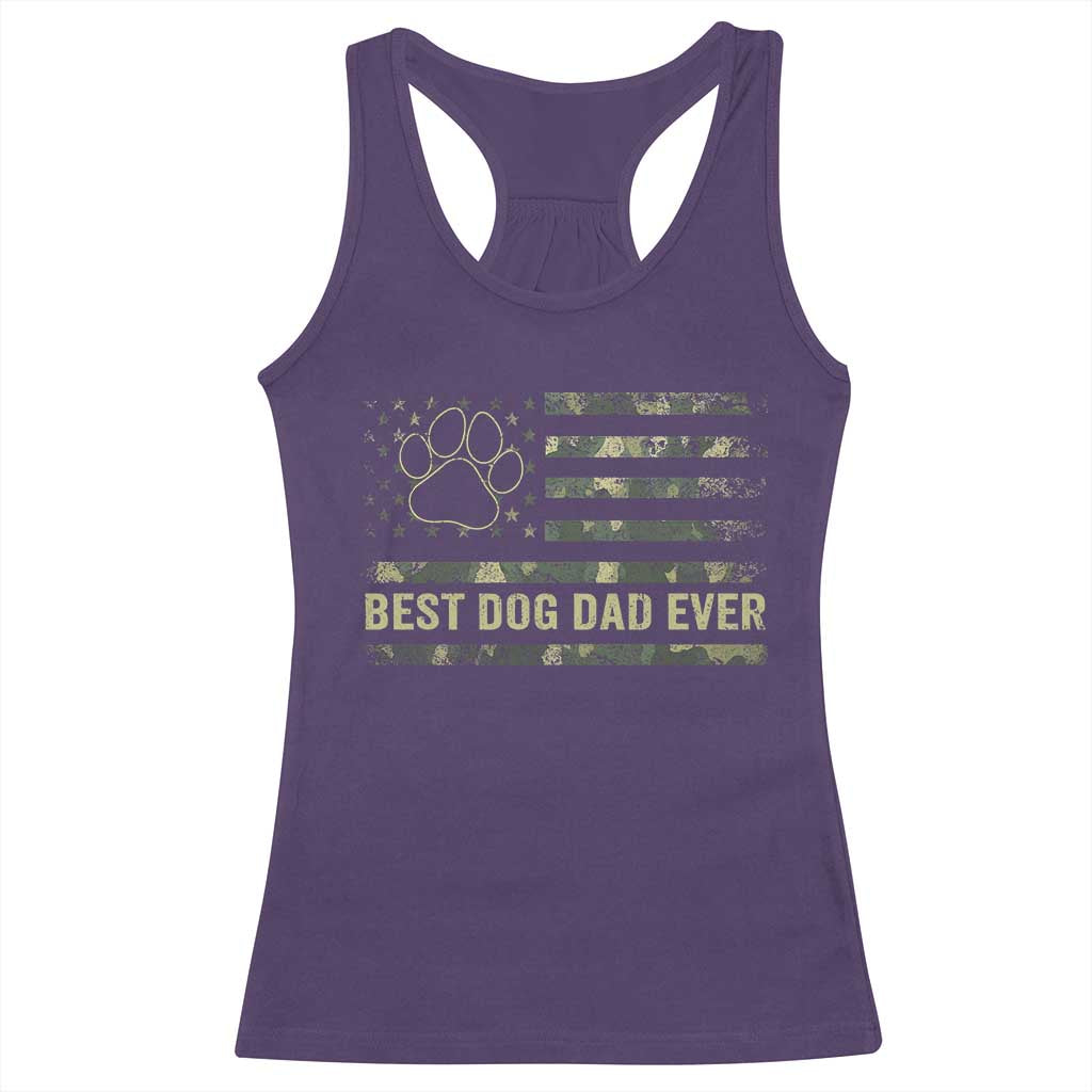 Best Dog Dad Ever Racerback Tank Top Camo American Flag USA Fathers Day Gift for Dog Lovers TS10 Purple Print Your Wear