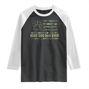 Best Dog Dad Ever Raglan Shirt Camo American Flag USA Fathers Day Gift for Dog Lovers TS10 Black White Print Your Wear