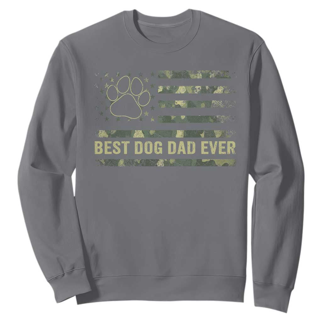 Best Dog Dad Ever Sweatshirt Camo American Flag USA Fathers Day Gift for Dog Lovers TS10 Charcoal Print Your Wear