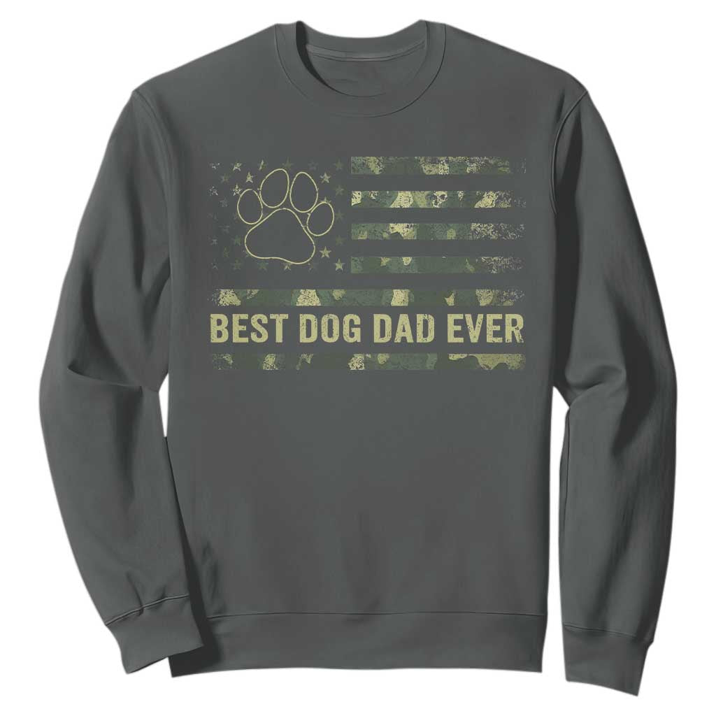 Best Dog Dad Ever Sweatshirt Camo American Flag USA Fathers Day Gift for Dog Lovers TS10 Dark Heather Print Your Wear