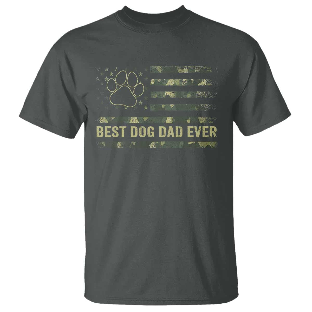 Best Dog Dad Ever T Shirt Camo American Flag USA Fathers Day Gift for Dog Lovers TS10 Dark Heather Print Your Wear