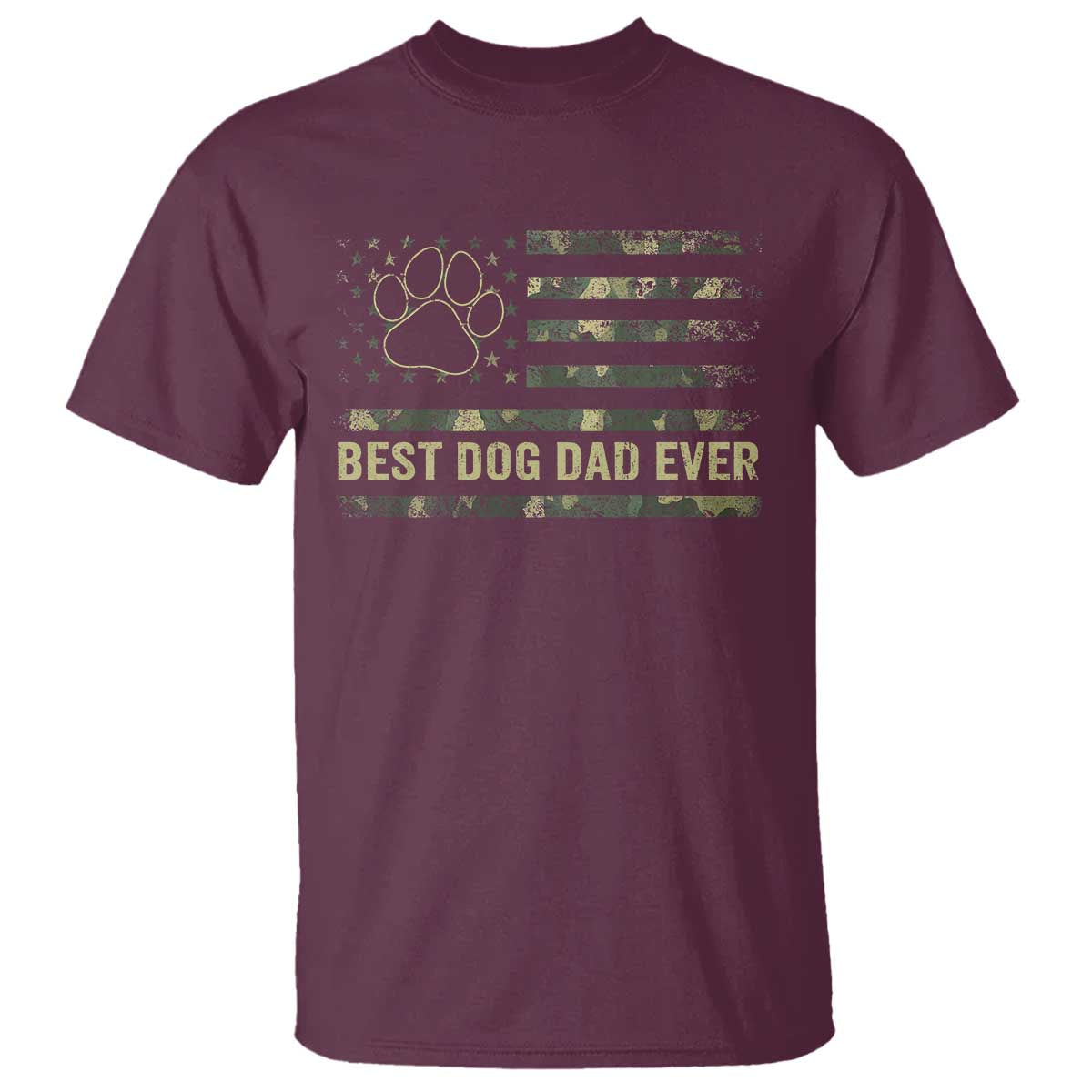 Best Dog Dad Ever T Shirt Camo American Flag USA Fathers Day Gift for Dog Lovers TS10 Maroon Print Your Wear